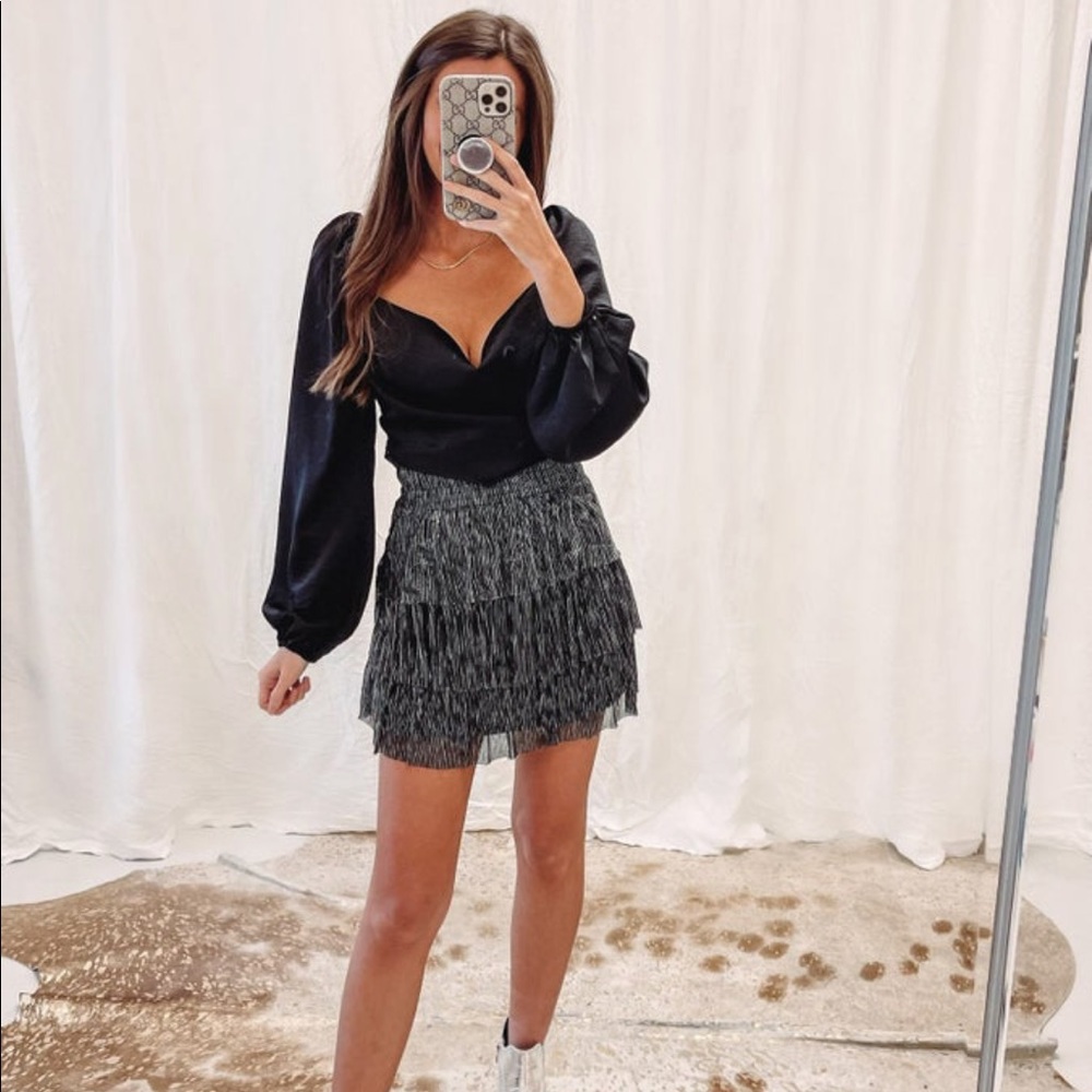 Black satin cowl neck top! Small